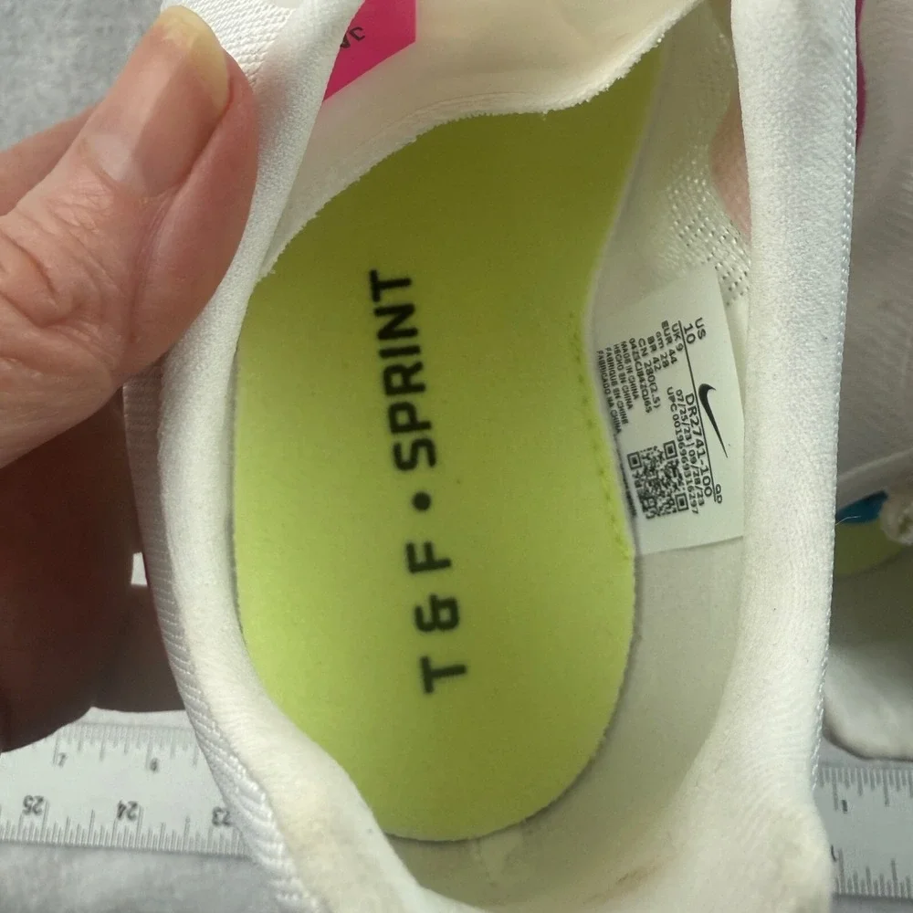Nike ZOOM Fly Track and Field Sprinting‎ Spikes DR2741-100 White Pink Size 10